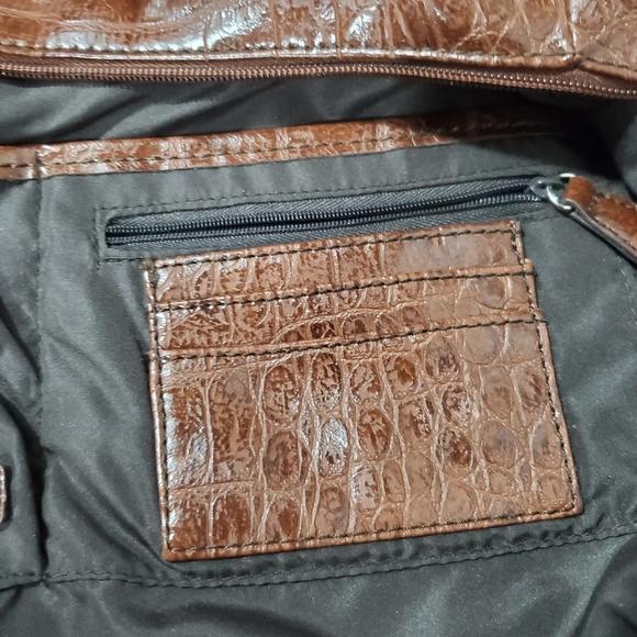 Nine & Co Shoulder Bag Purse Brown Embossed Print - Picture 8 of 11